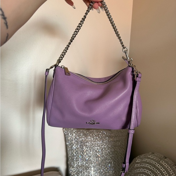 Coach Handbags - Coach Purple Lilac Leather Shoulder Bag with Chain Strap